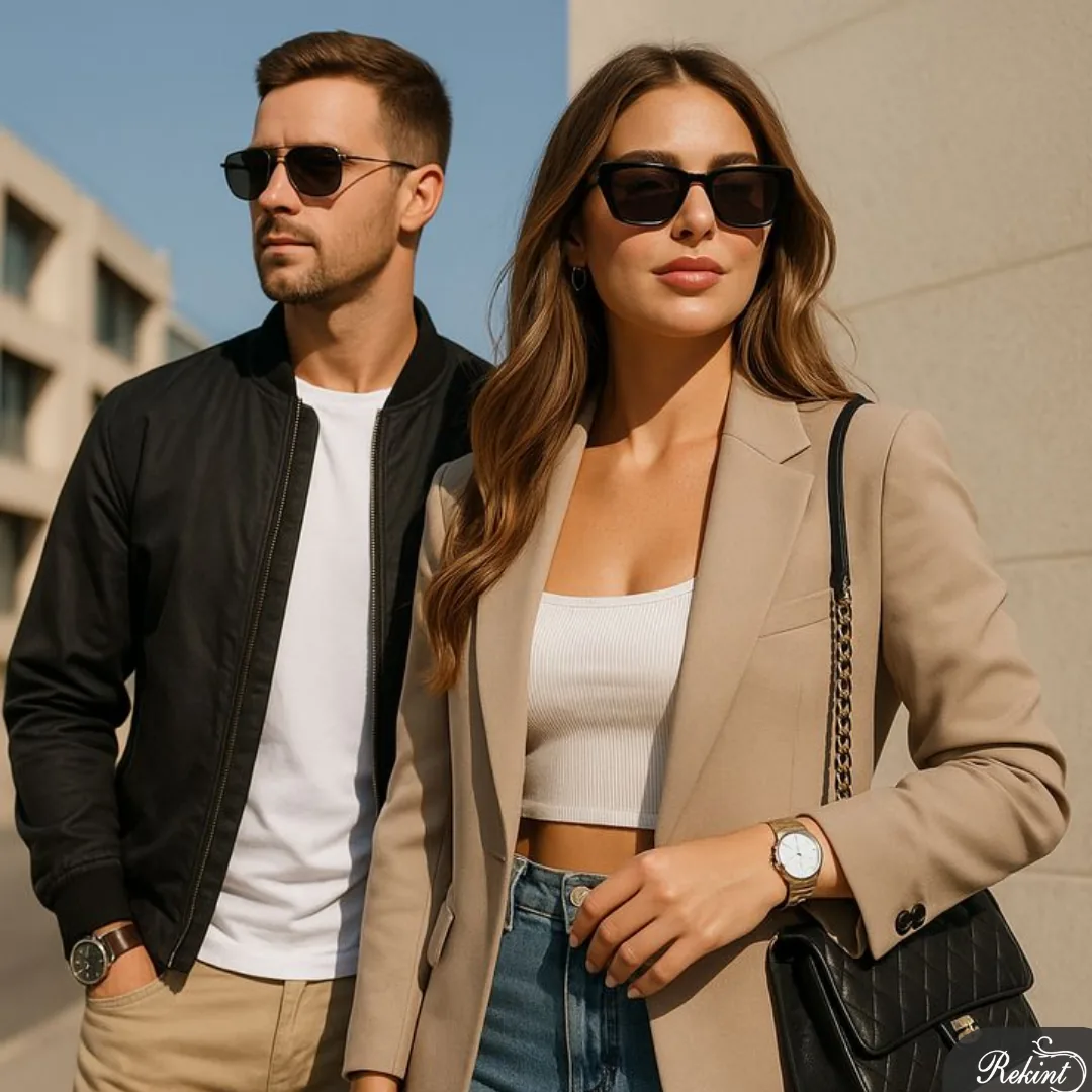 Casal usando óculos de sol